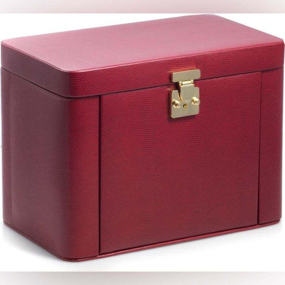 Bey-Berk Lizard Print Leather Jewelry Box - Red